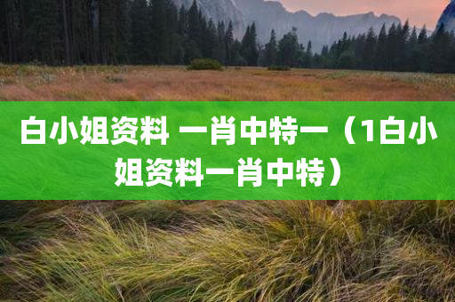 白小姐资料 一肖中特一（1白小姐资料一肖中特）