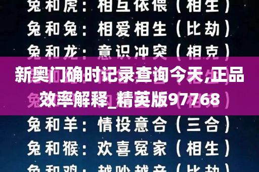 新奥门确时记录查询今天,正品效率解释_精英版97768