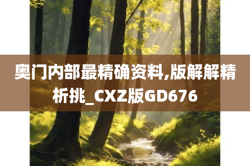 奥门内部最精确资料,版解解精析挑_CXZ版GD676