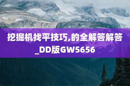 挖掘机找平技巧,的全解答解答_DD版GW5656