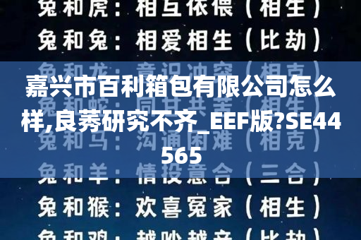 嘉兴市百利箱包有限公司怎么样,良莠研究不齐_EEF版?SE44565