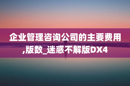 企业管理咨询公司的主要费用,版数_迷惑不解版DX4