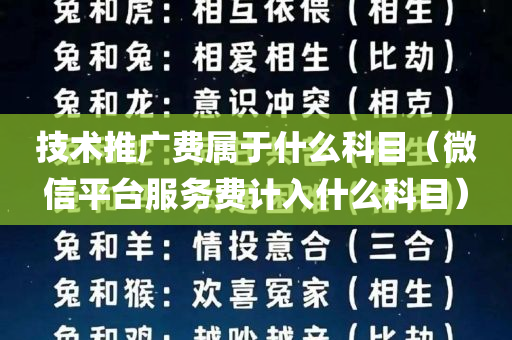 技术推广费属于什么科目（微信平台服务费计入什么科目）