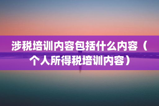 涉税培训内容包括什么内容（个人所得税培训内容）