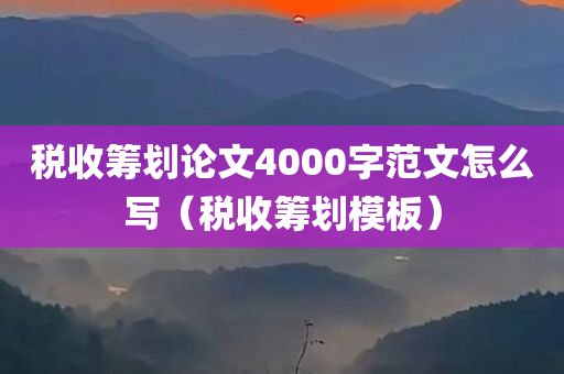 税收筹划论文4000字范文怎么写（税收筹划模板）