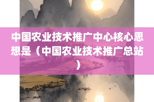 中国农业技术推广中心核心思想是（中国农业技术推广总站）