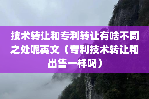 技术转让和专利转让有啥不同之处呢英文（专利技术转让和出售一样吗）