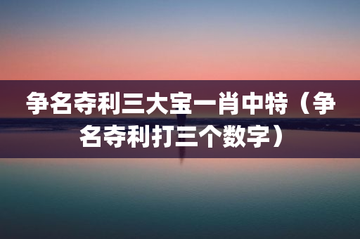 争名夺利三大宝一肖中特（争名夺利打三个数字）