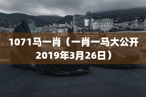 1071马一肖（一肖一马大公开2019年3月26日）