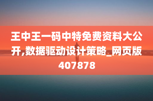 王中王一码中特免费资料大公开,数据驱动设计策略_网页版407878