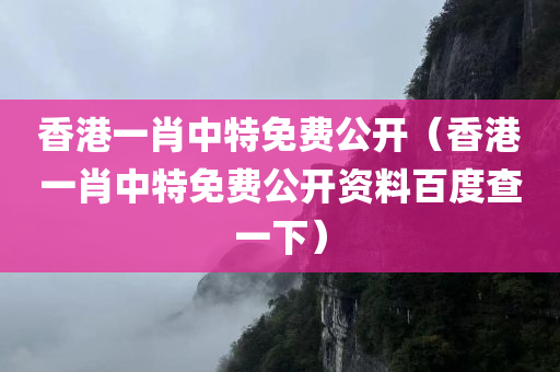 香港一肖中特免费公开（香港一肖中特免费公开资料百度查一下）